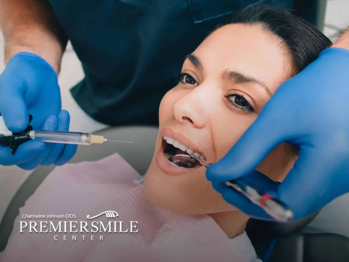 Patient receiving treatment at dentist's office for Cosmetic Dentistry procedure